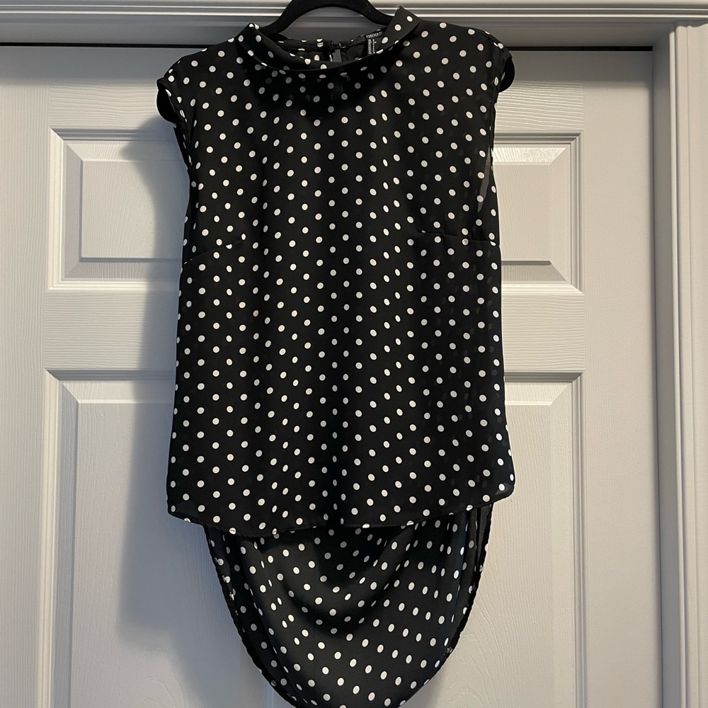 Forever 21 Black and White polkadot sleeveless top
